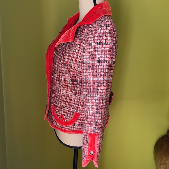MARC JACOBS TWEED AND VELVET 100% wool JACKET SZ L - Picture 4 of 16